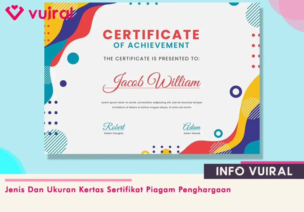 Jenis Dan Ukuran Kertas Sertifikat Piagam Penghargaan