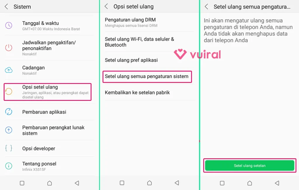 Cara Mengembalikan Pengaturan Keyboard Seperti Semula Di HP Android Dengan Menghapus Data Pengaturan Sistem
