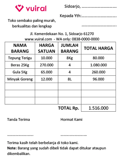 Download nota kosong format word pdf