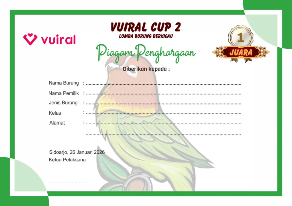Download Contoh Piagam Lomba Burung Berkicau Kosongan