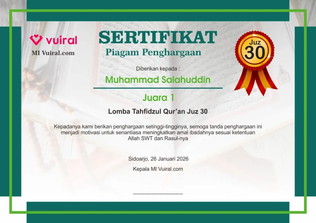 Download Contoh Sertfikat Piagam Penghargaan Lomba Tahfidz Qur'an Download Contoh Sertfikat Piagam Penghargaan Lomba Tahfidz Qur'an
