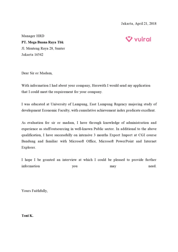 Download Template Surat Lamaran Kerja Menarik PDF Download Template Surat Lamaran Kerja Menarik PDF