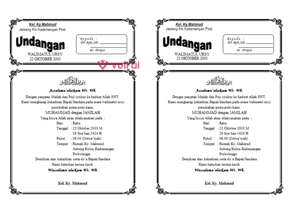 Contoh Undangan Walimatul Ursy Yang Bisa Diedit Word Gratis Contoh Undangan Walimatul Ursy Yang Bisa Diedit Word Gratis
