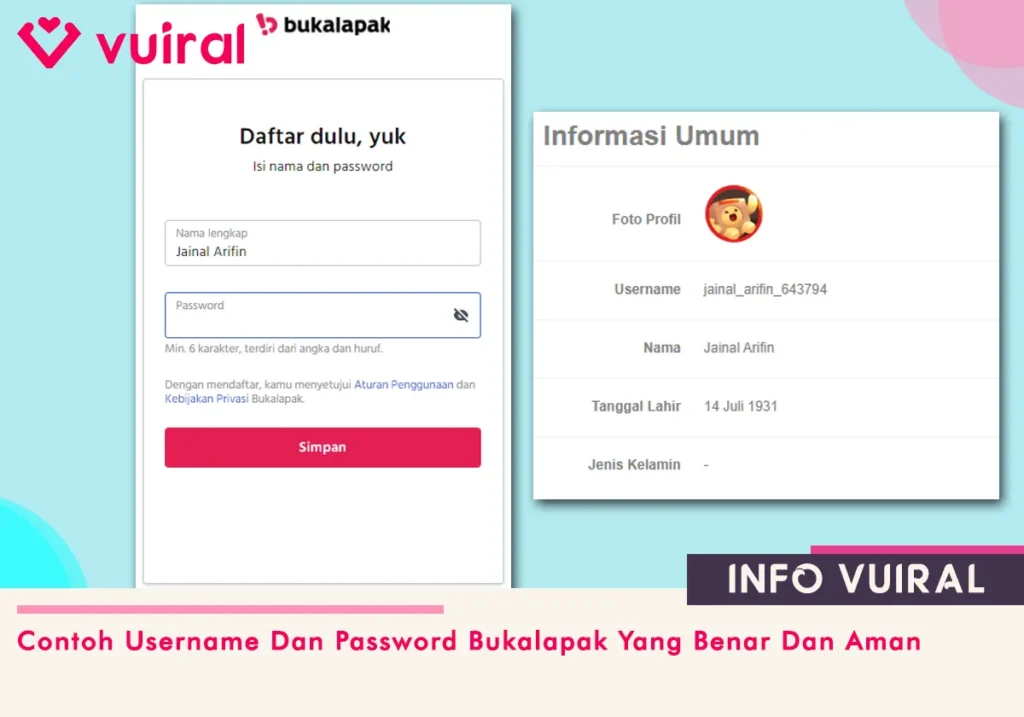 Contoh Username Dan Password Bukalapak Yang Benar Dan Aman