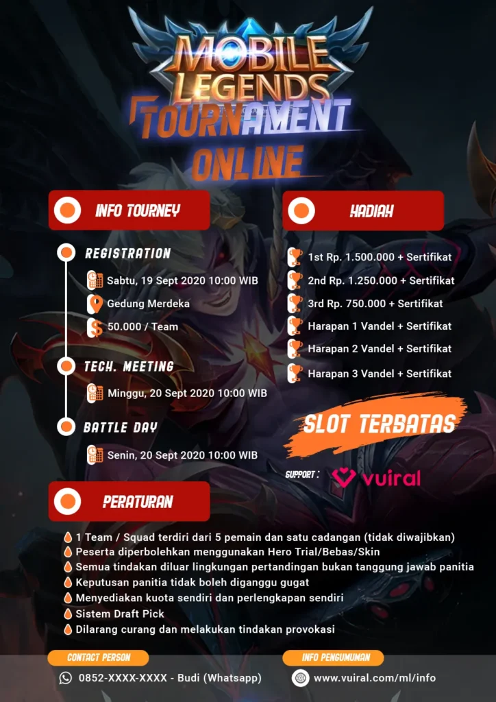 Download Mentahan Contoh Poster Turnamen Mobile Legends (ML) Versi 2 Tampilan poster turnamen Mobile Legends versi 2