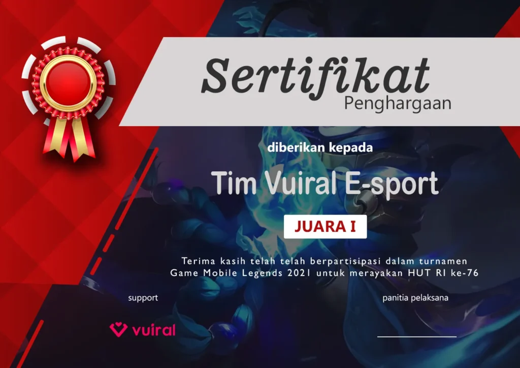 Download Contoh Sertifikat Turnamen Mobile Legends (ML) Versi 3