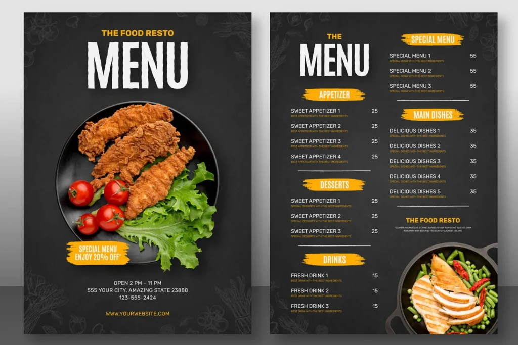 Contoh Desain Menu Makanan Kekinian