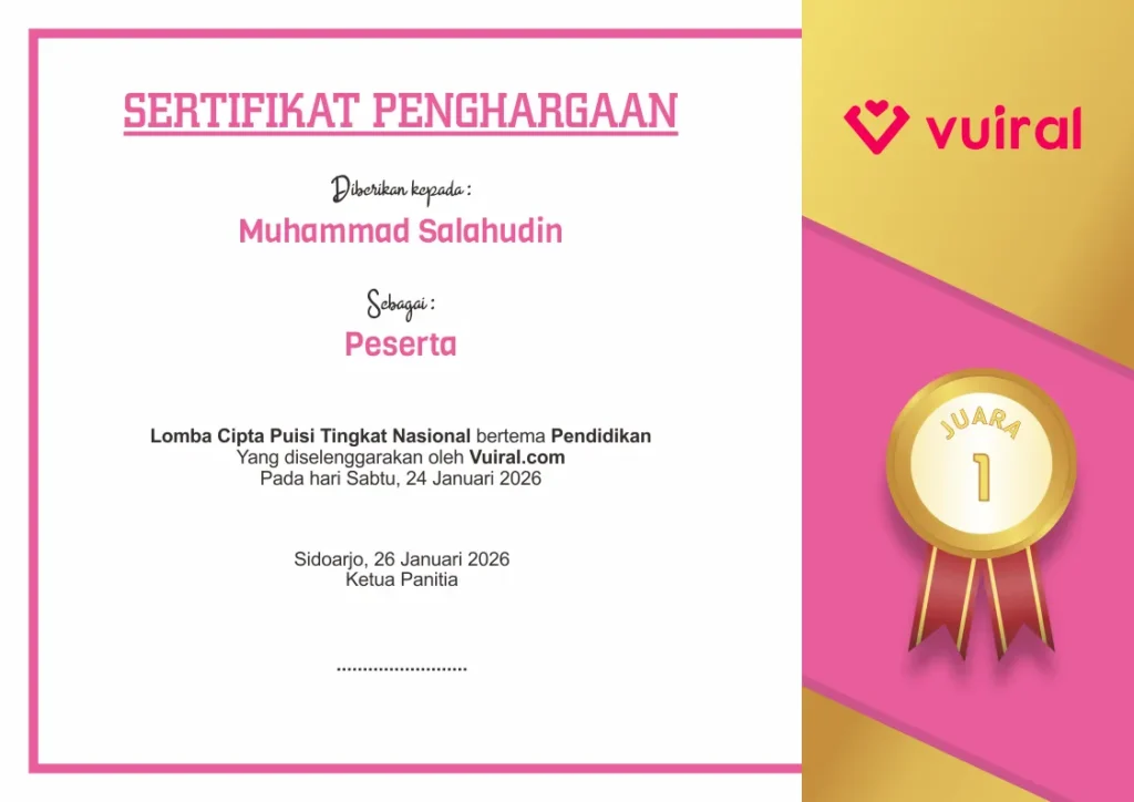 Download Contoh Sertifikat Lomba Puisi Kualitas HD Siap Edit