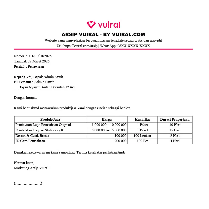Download Contoh Surat Penawaran Yang Singkat Dan Simple Word Docx Download Contoh Surat Penawaran Yang Singkat Dan Simple Word